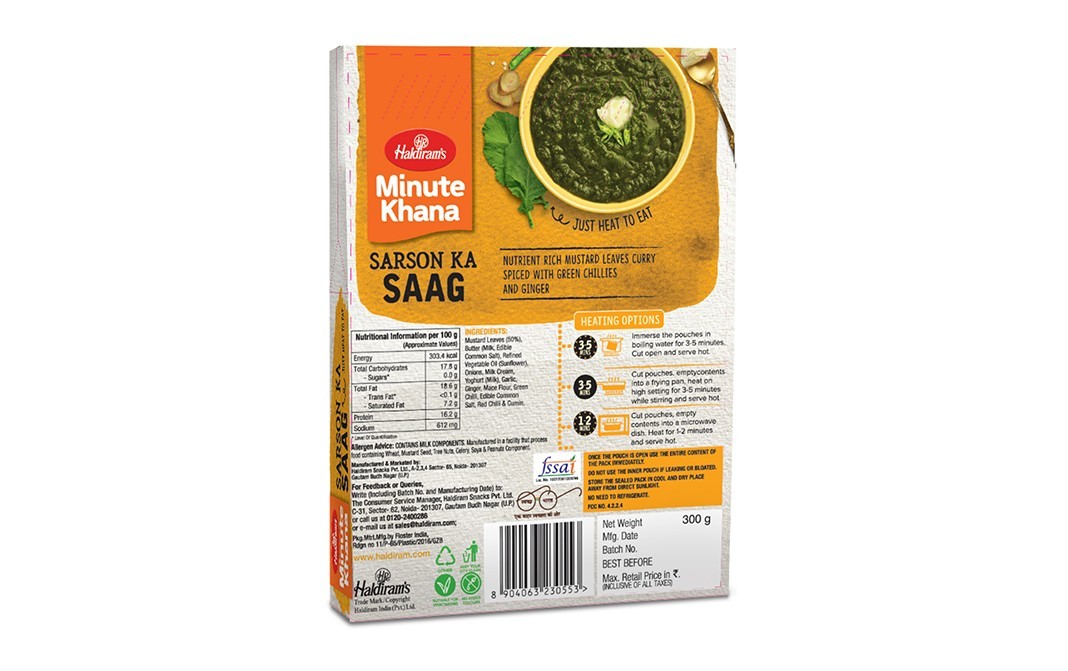 Haldiram's Minute Khana Sarson Ka Saag   Box  300 grams